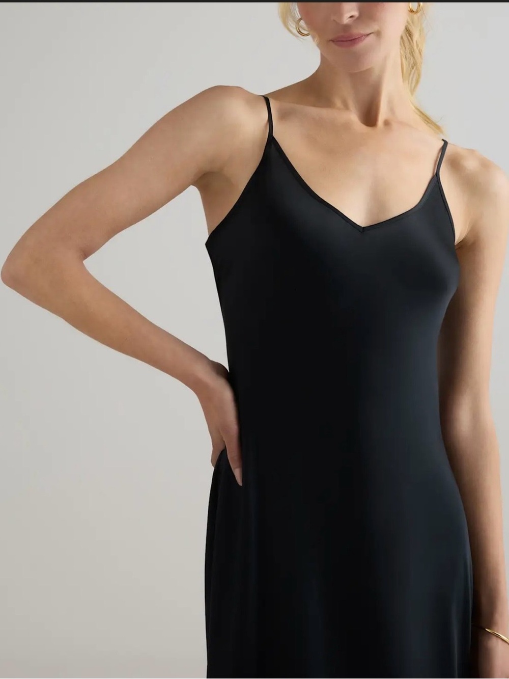 Quince Washable Silk Slip Dress - XS - Black - Picture 3 of 14